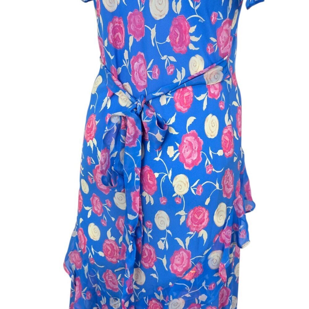 RIXO Evie Silk Maxi Dress, Flutter Sleeve, Tie Back, 100% Silk, Floral, Size 2 - Picture 10 of 11